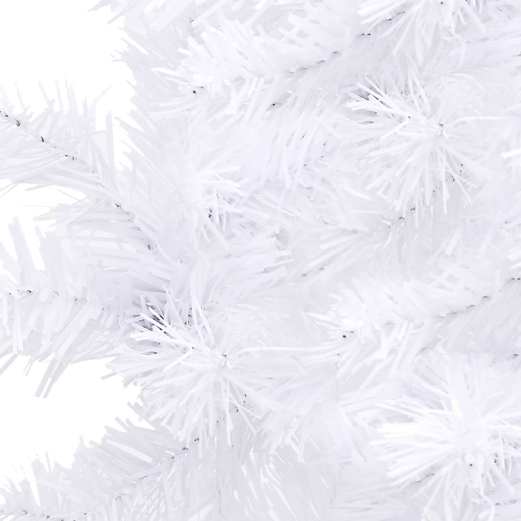 vidaXL Kutno umjetno božićno drvce LED s kuglicama bijelo 210 cm PVC