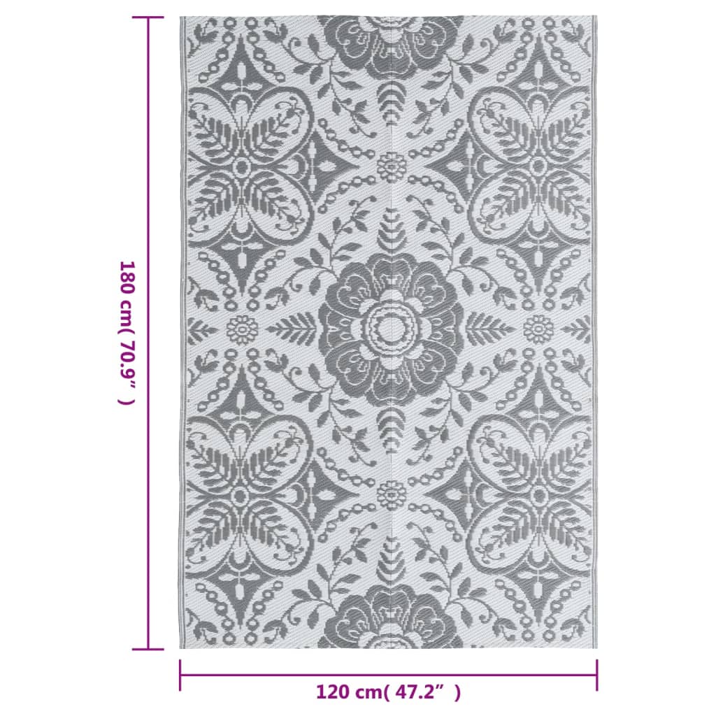 vidaXL Vanjski tepih svjetlosivi 120 x 180 cm PP
