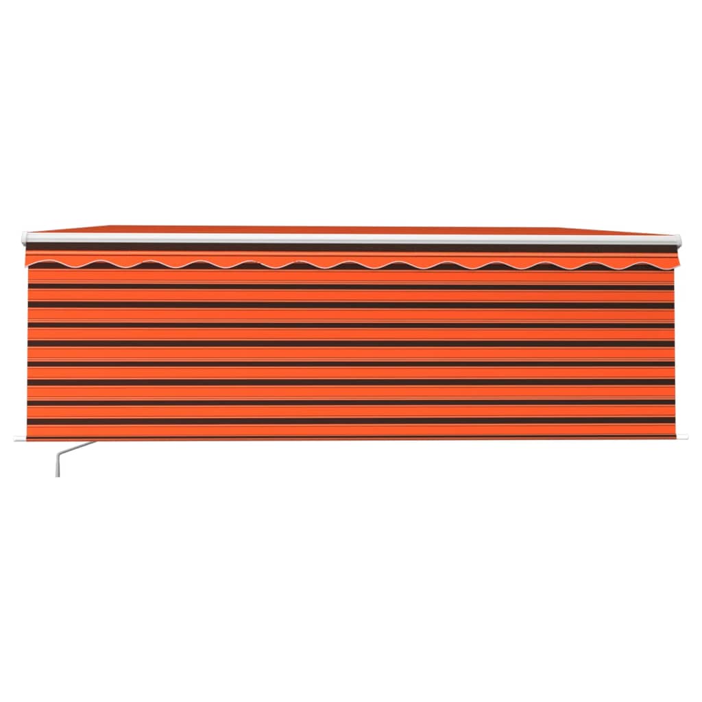 vidaXL Tenda na ručno uvlačenje s roletom LED 4 x 3 m narančasto-smeđa
