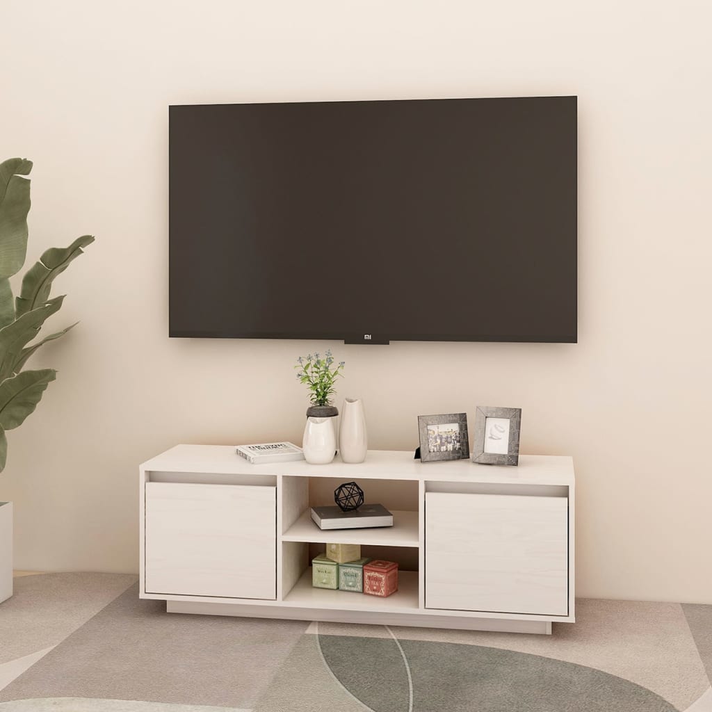 vidaXL TV ormarić bijeli 110 x 30 x 40 cm od masivne borovine