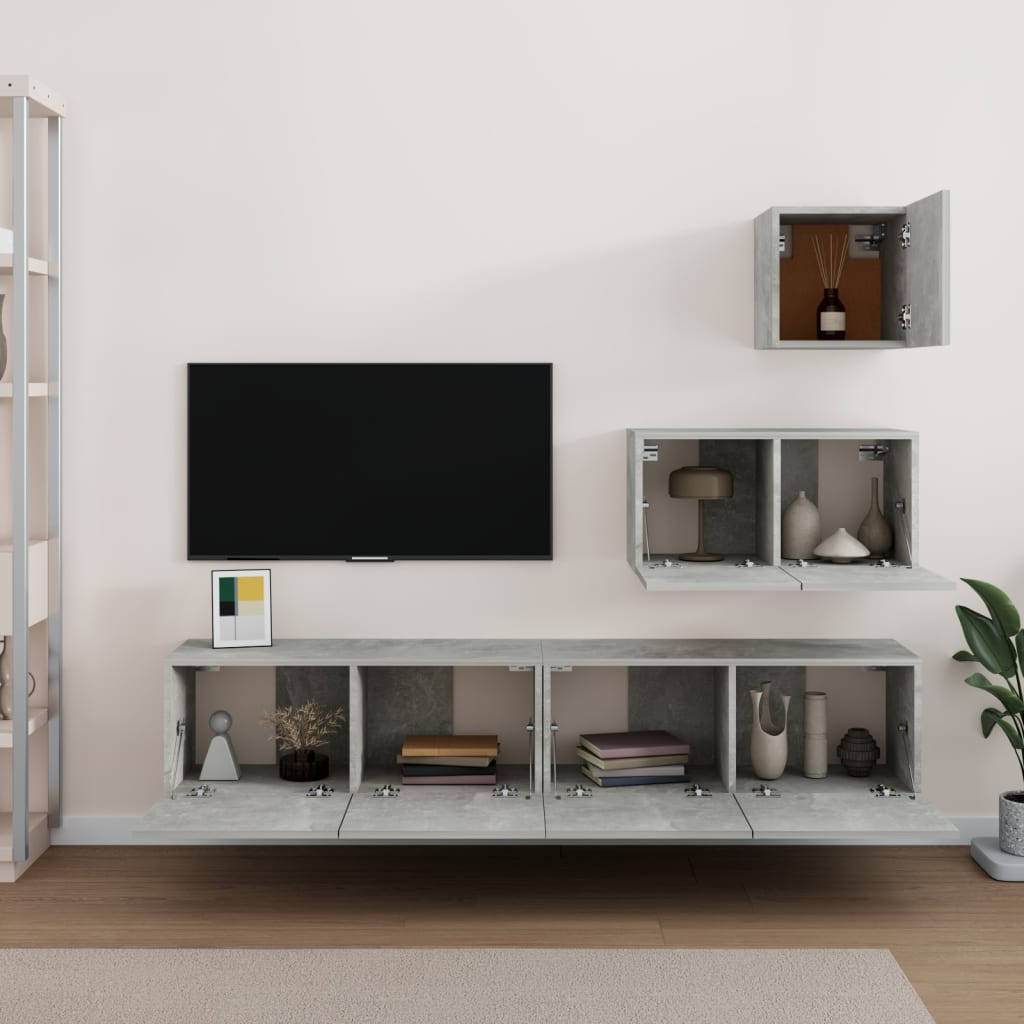 vidaXL 4-dijelni set TV ormarića siva boja betona drveni