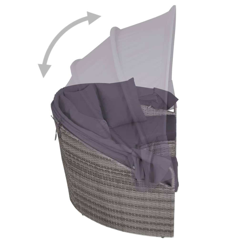 vidaXL 4-dijelna vrtna garnitura s jastucima od poliratana siva