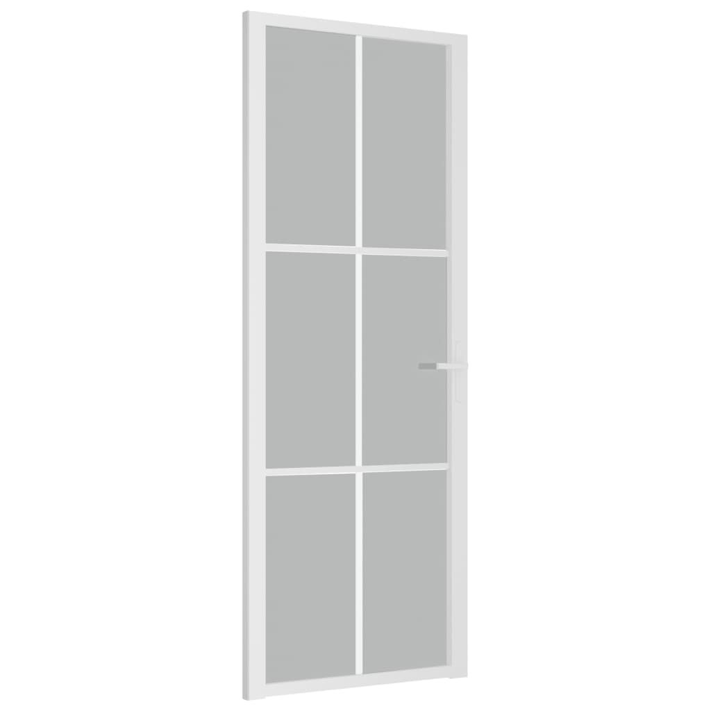 vidaXL Unutarnja vrata 76 x 201,5 cm bijela od mat stakla i aluminija
