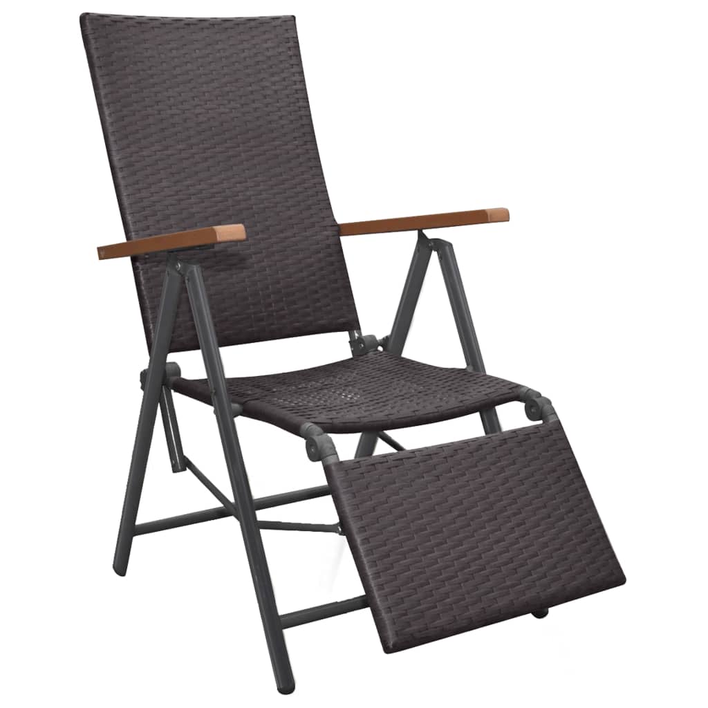 vidaXL Podesiva vrtna stolica poliratan smeđa