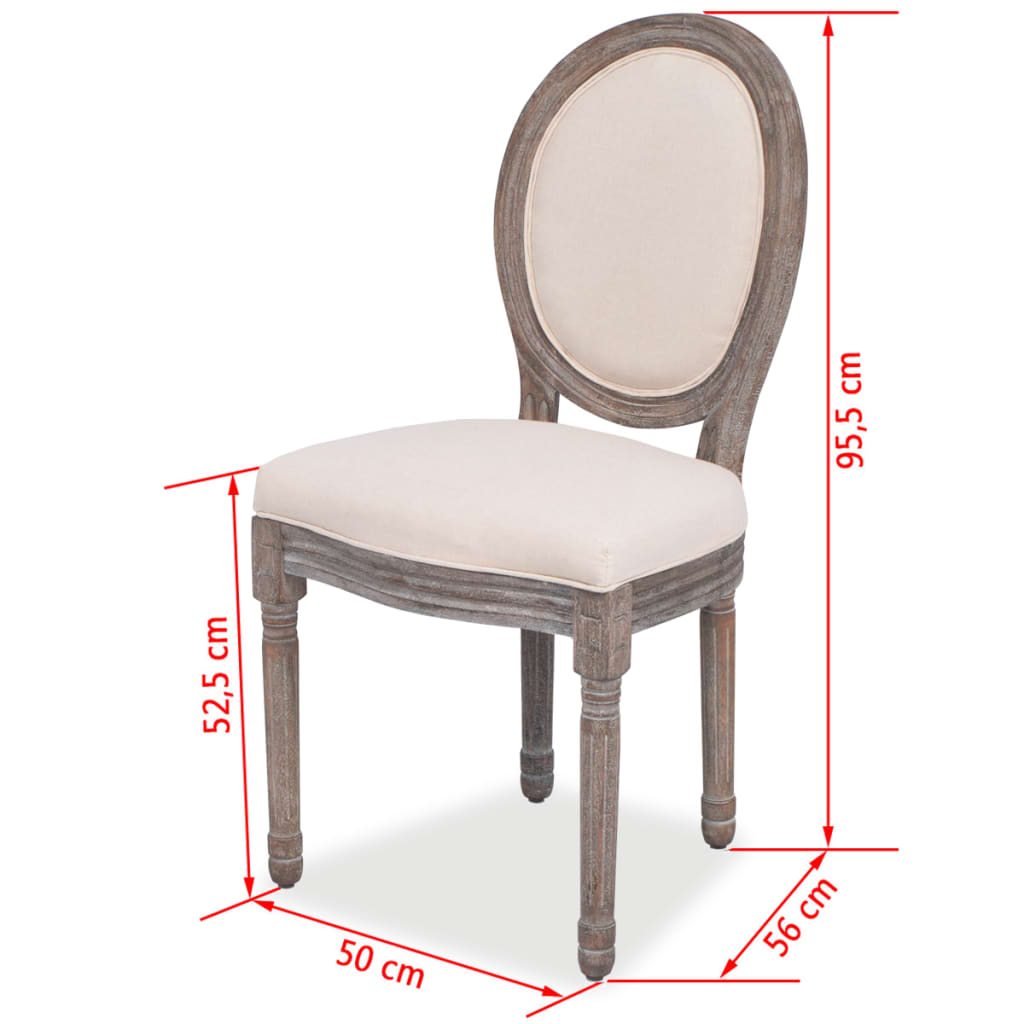 vidaXL Blagovaonske stolice od tkanine 4 kom krem