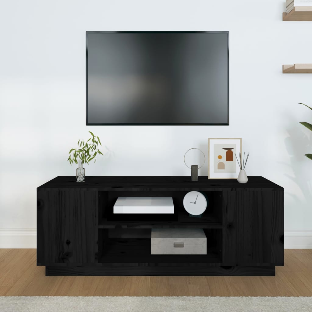vidaXL TV ormarić crni 110 x 35 x 40,5 cm od masivne borovine