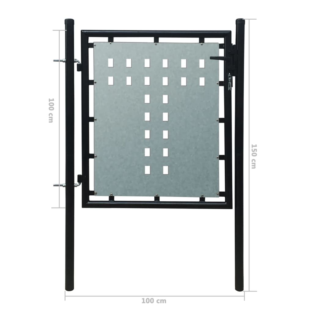 vidaXL Crna jednostruka vrata za ogradu 100 x 150 cm