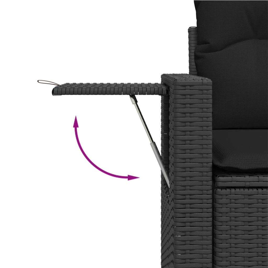vidaXL 5-dijelna vrtna garnitura od poliratana s jastucima crna