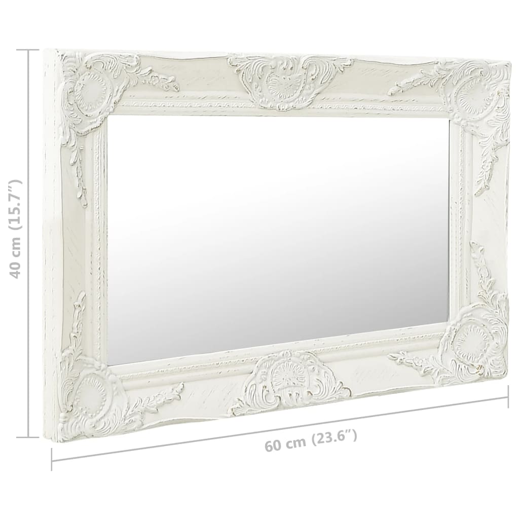 vidaXL Zidno ogledalo u baroknom stilu 60 x 40 cm bijelo
