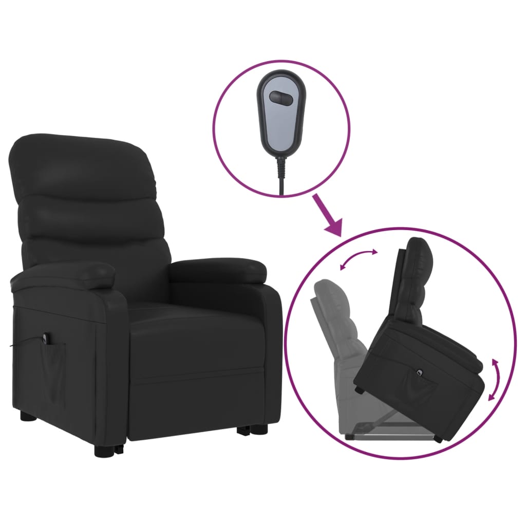 vidaXL Fotelja na podizanje od umjetne kože crna