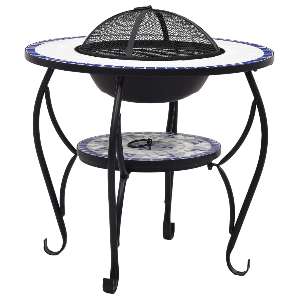 vidaXL Mozaični stolić s posudom za vatru plavo-bijeli 68 cm keramički