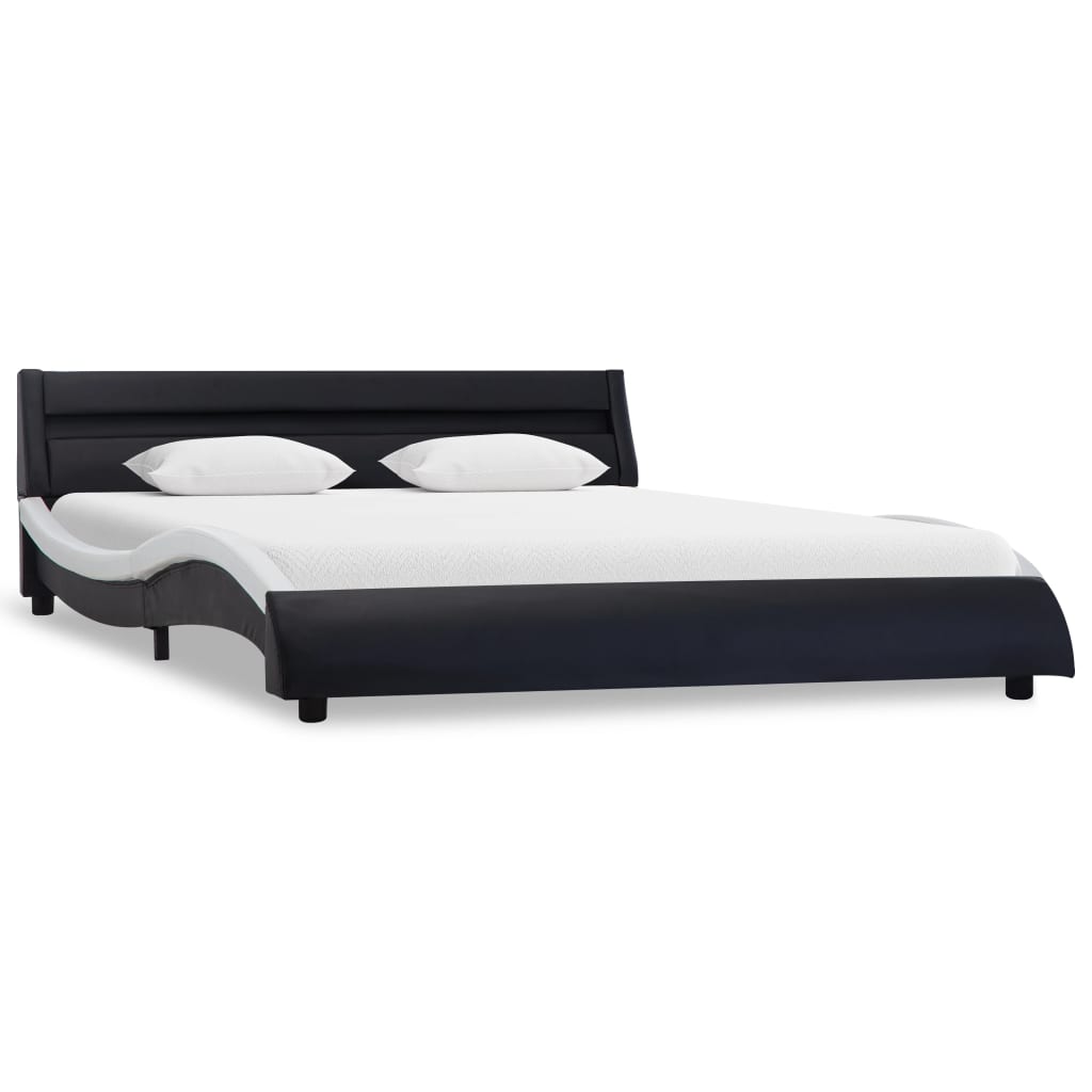 vidaXL Okvir za krevet od umjetne kože LED crno-bijeli 160 x 200 cm