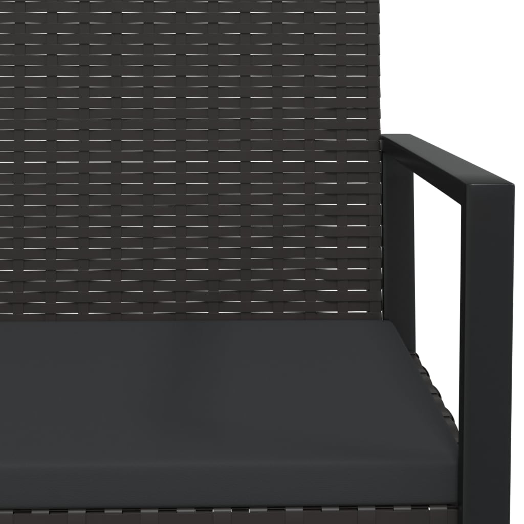 vidaXL Vrtna fotelja s jastukom crna od poliratana