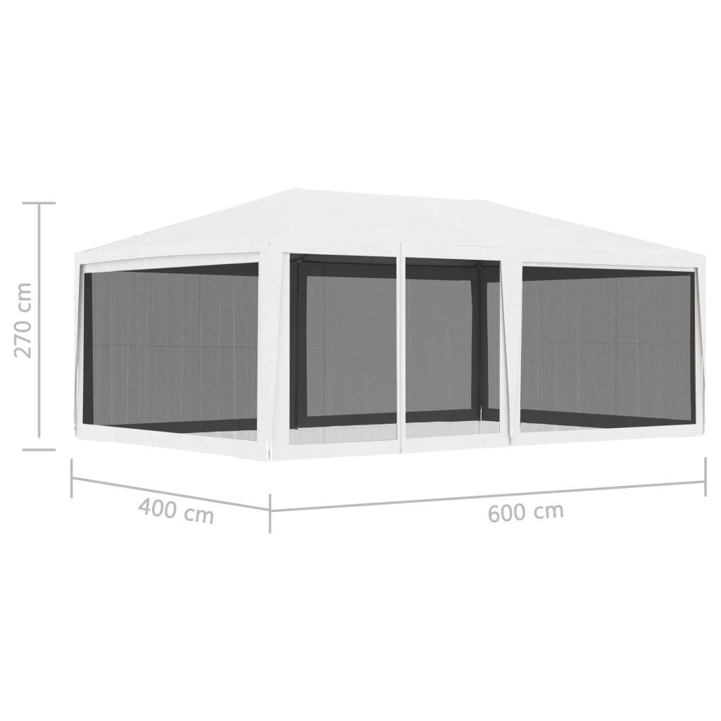 vidaXL Šator za zabave s 4 mrežasta bočna zida 4 x 6 m bijeli