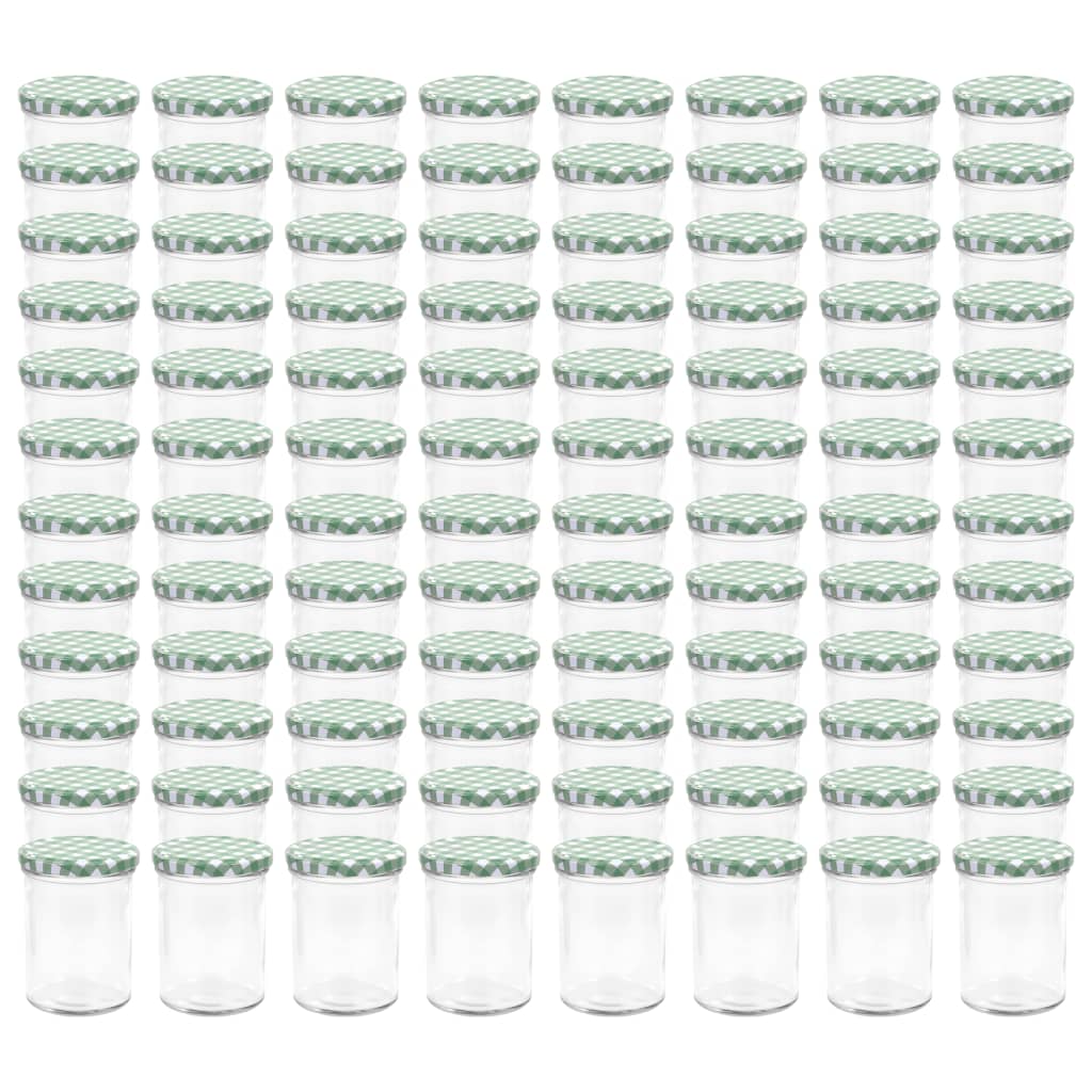 vidaXL Staklenke za džem s bijelo-zelenim poklopcima 96 kom 400 ml
