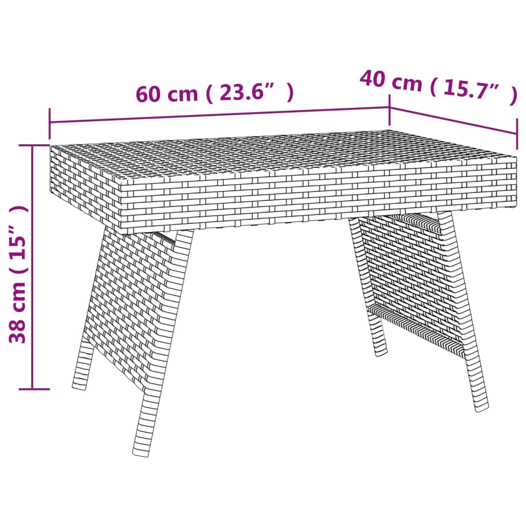 vidaXL Sklopivi bočni stolić smeđi 60 x 40 x 38 cm od poliratana