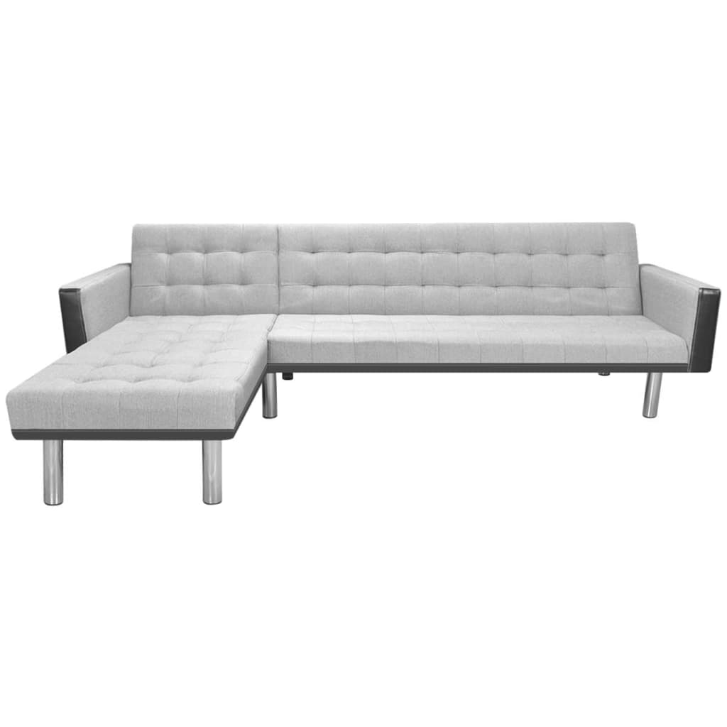 vidaXL Kutna sofa na razvlačenje od tkanine 218x155x69 cm crno-siva
