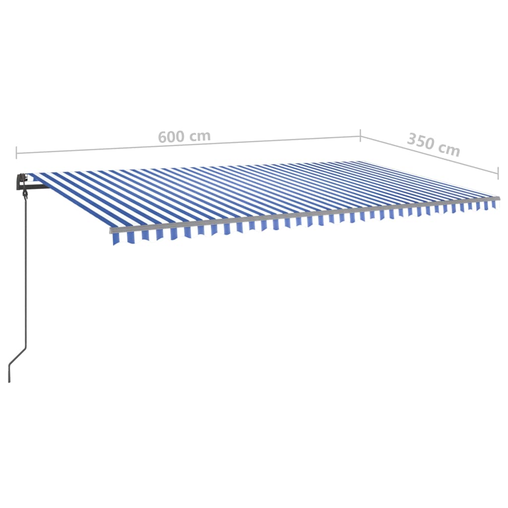 vidaXL Tenda na ručno uvlačenje sa stupovima 6 x 3,5 m plavo-bijela