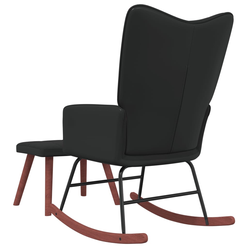vidaXL Stolica za ljuljanje s osloncem za noge crna od baršuna i PVC-a