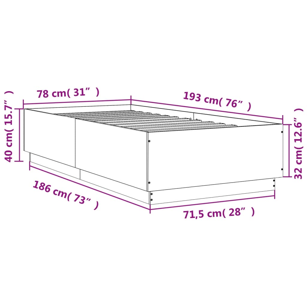 vidaXL Okvir za krevet bijeli 90x190 cm konstruirano drvo