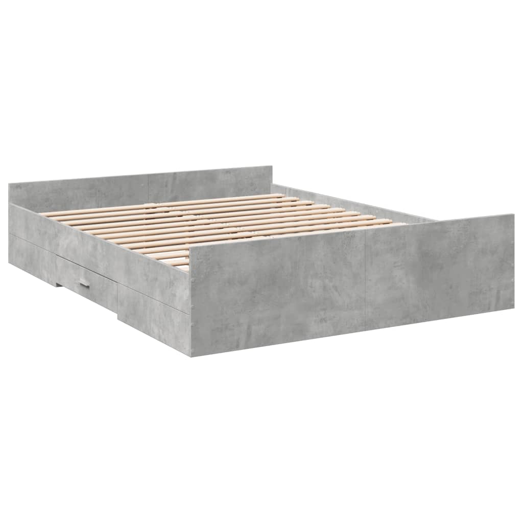 vidaXL Okvir kreveta s ladicama siva boja betona 160x200 cm drveni