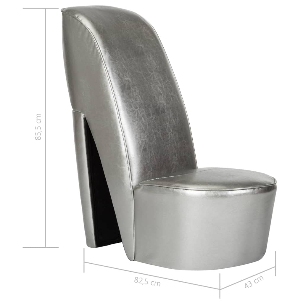 vidaXL Stolica u obliku visoke pete od umjetne kože srebrna