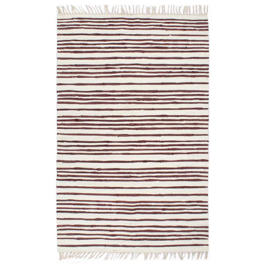 vidaXL Ručno tkani tepih Chindi od pamuka 200 x 290 cm bordo-bijeli