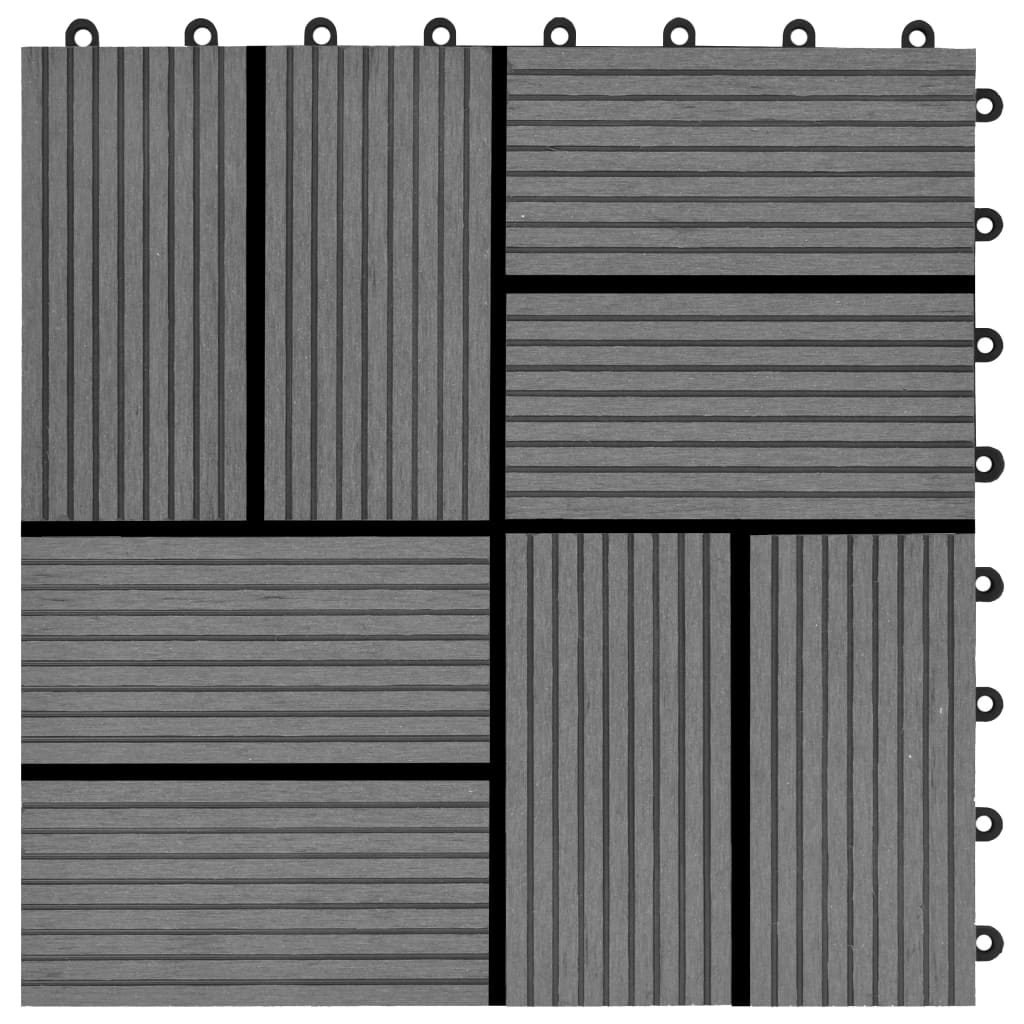 vidaXL Pločice za trijem 22 kom 30 x 30 cm 2 m² WPC sive