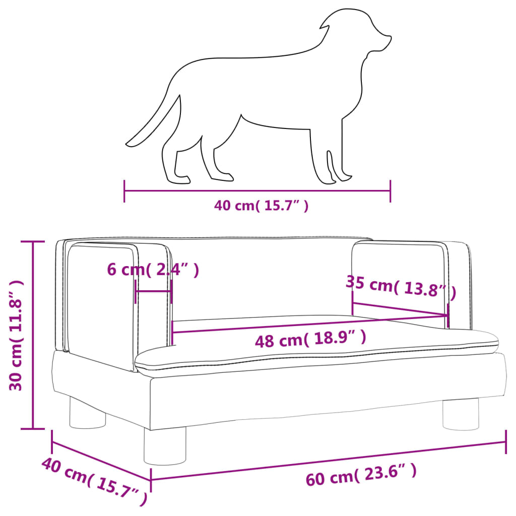 vidaXL Krevet za pse tamnosivi 60 x 40 x 30 cm baršunasti