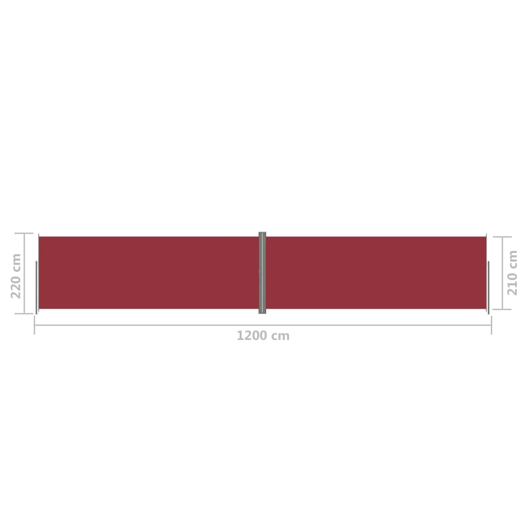 vidaXL Uvlačiva bočna tenda crvena 220 x 1200 cm