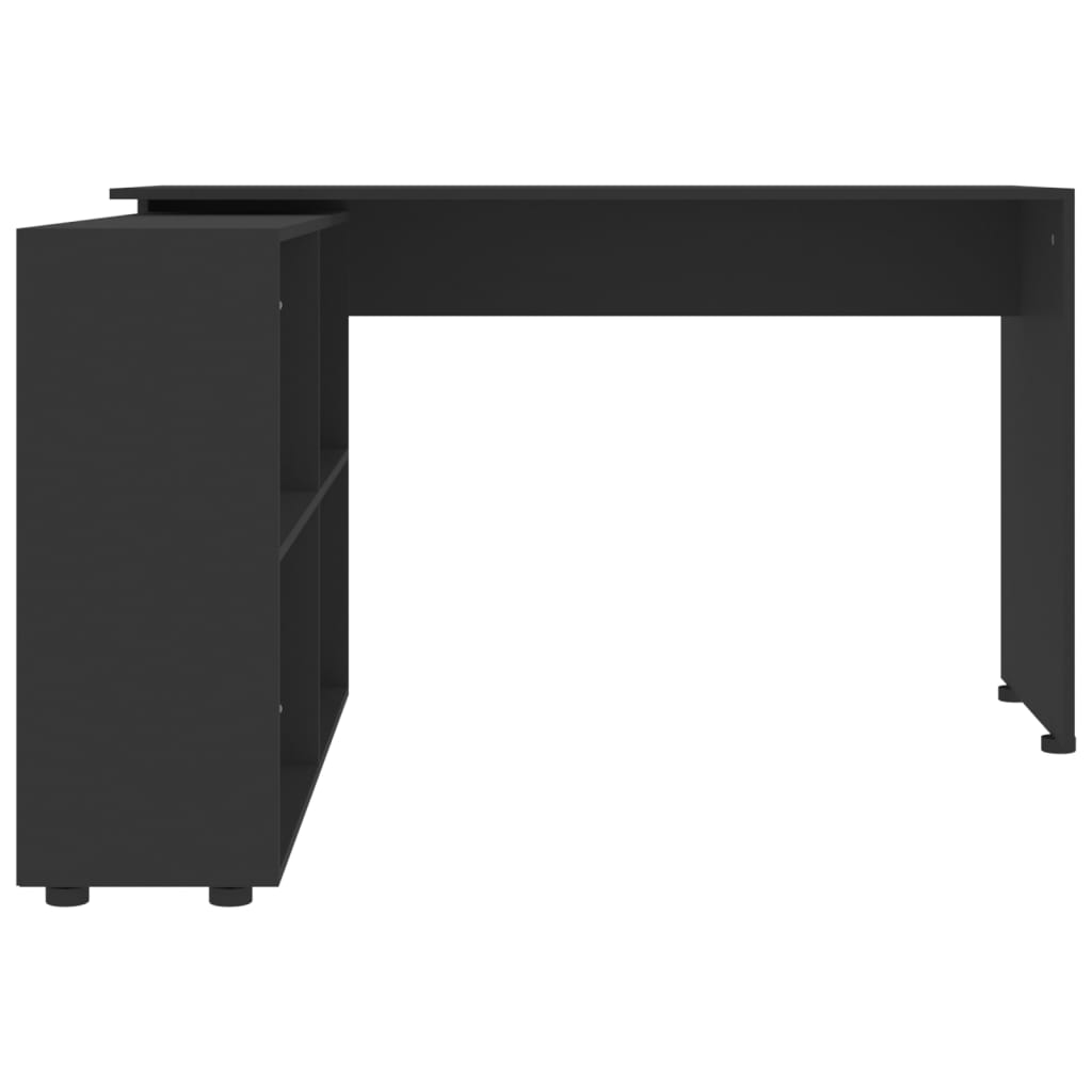 vidaXL Kutni radni stol crni od konstruiranog drva