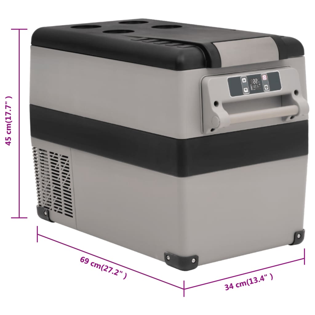 vidaXL Prijenosni hladnjak s ručkom crno-sivi 45 L PP i PE