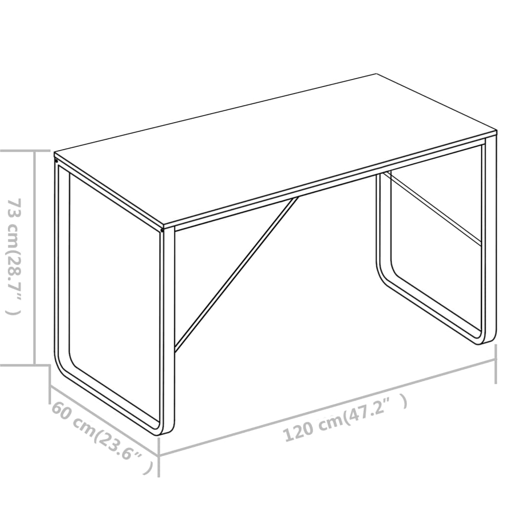 vidaXL Stol za računalo bijeli 120 x 60 x 73 cm