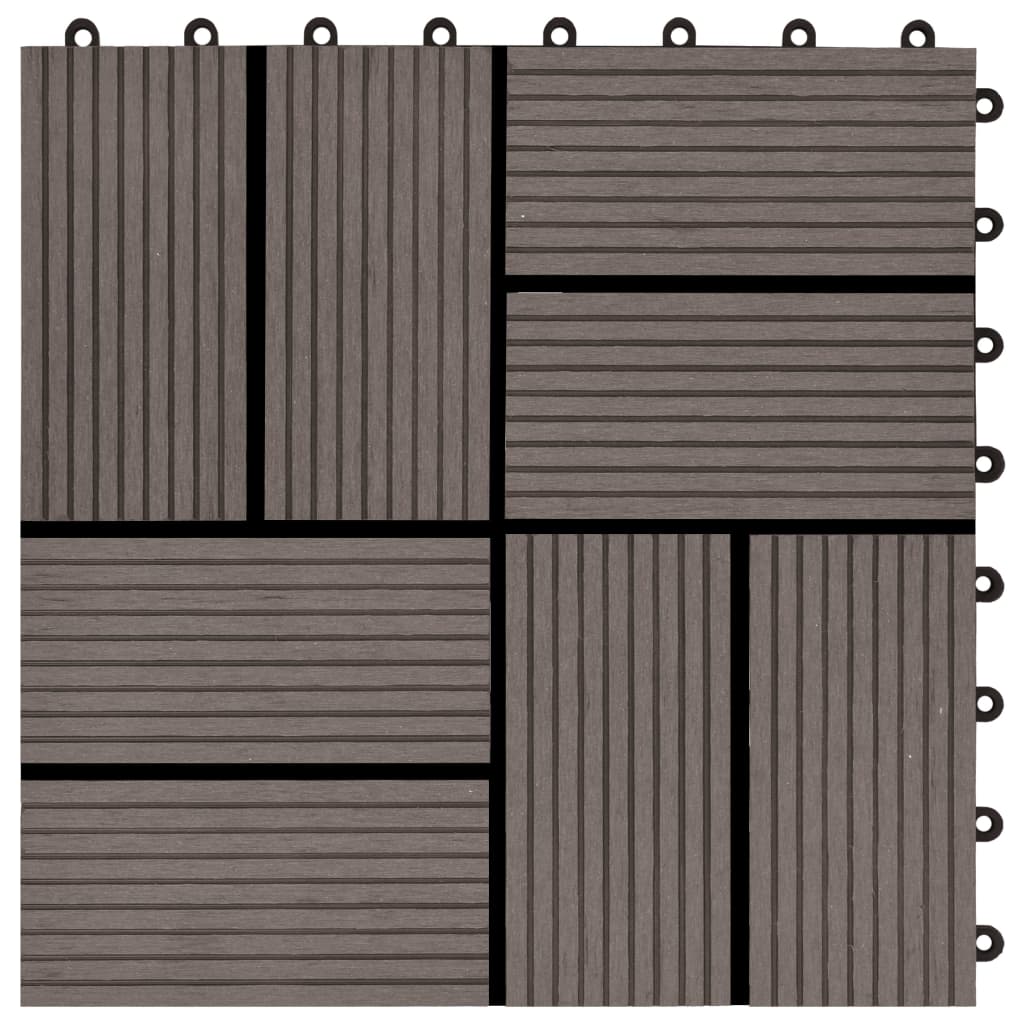 vidaXL Pločice za trijem 22 kom 30 x 30 cm 2 m² WPC tamnosmeđe