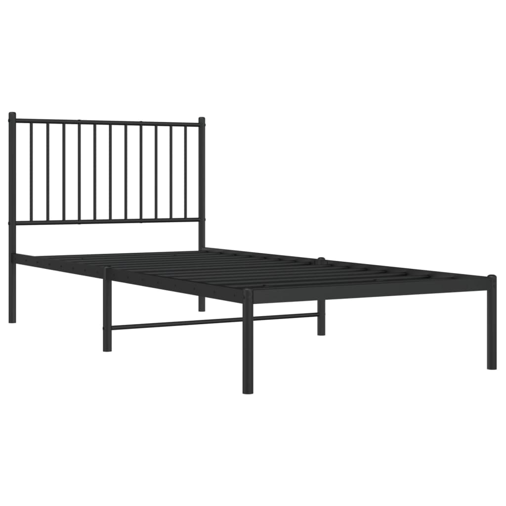 vidaXL Metalni okvir za krevet s uzglavljem crni 90x200 cm