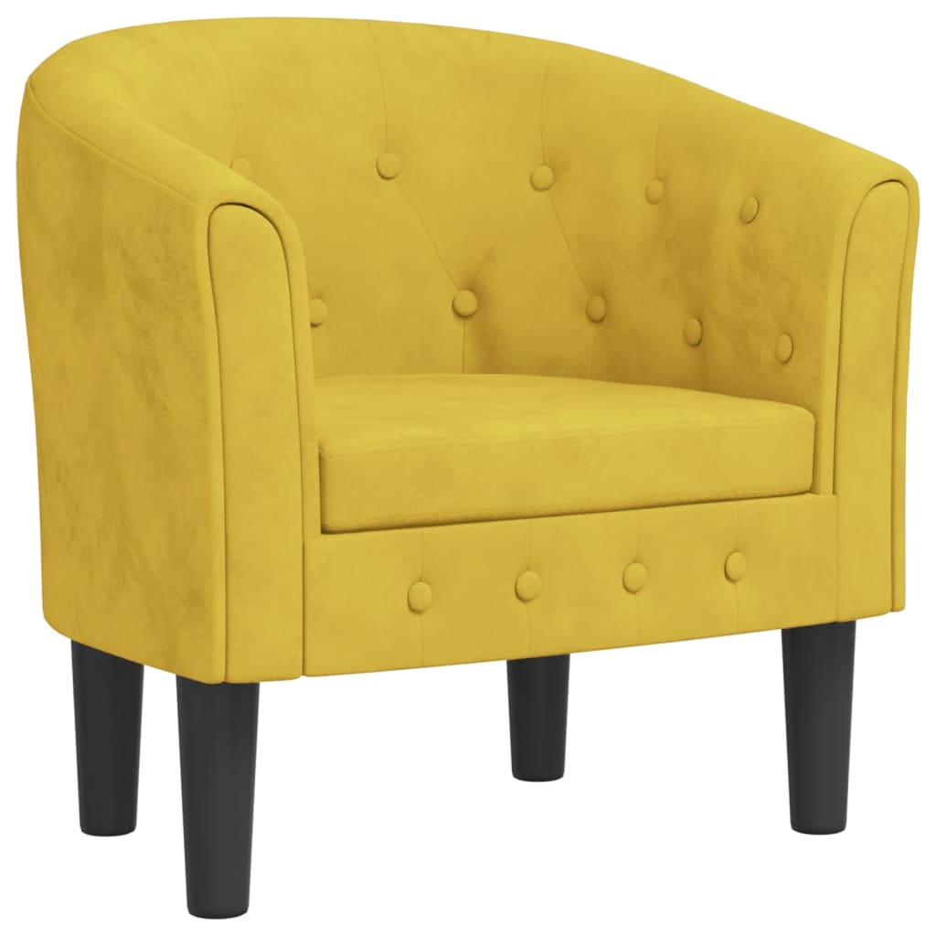 vidaXL Zaobljena stolica žuta baršunasta