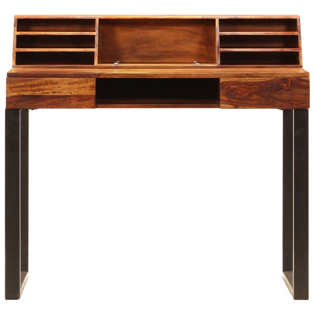 vidaXL Radni stol od masivnog drva šišama i čelika 110 x 50 x 94 cm
