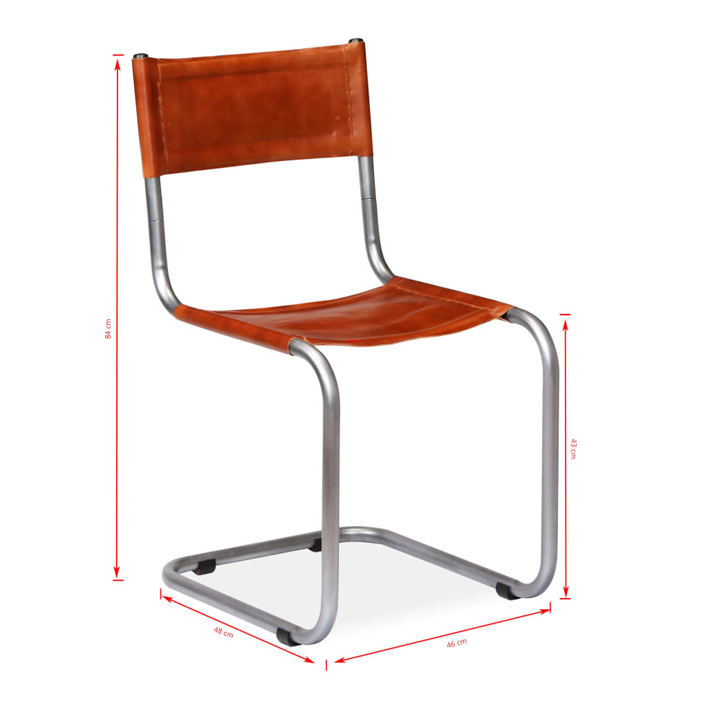 vidaXL Blagovaonske stolice od prave kože 4 kom smeđe