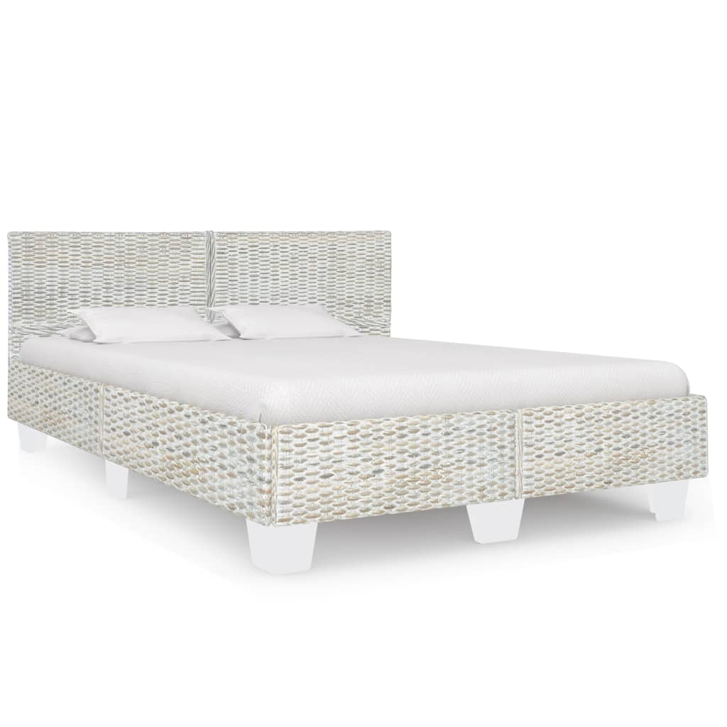 vidaXL Okvir za krevet od prirodnog ratana sivi 140 x 200 cm