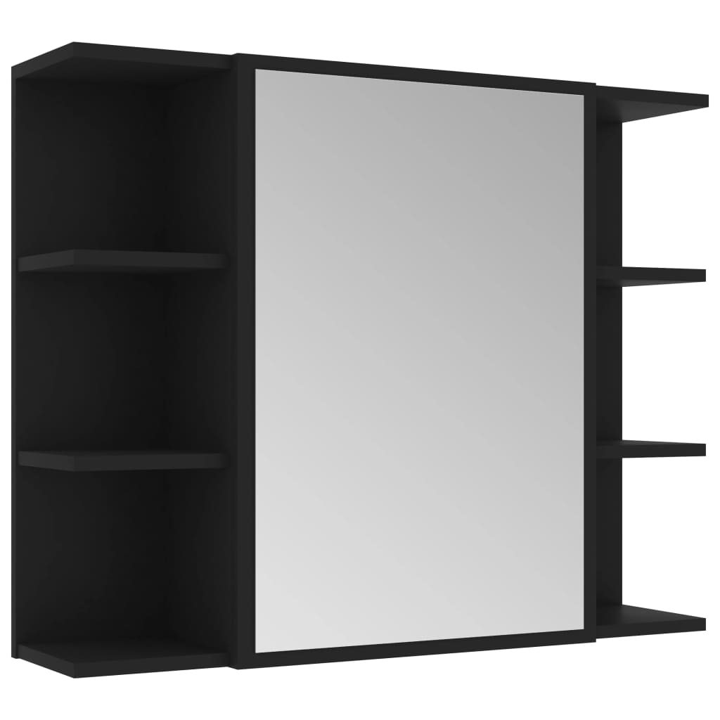 vidaXL Kupaonski ormarić s ogledalom crni 80 x 20,5 x 64 cm od iverice