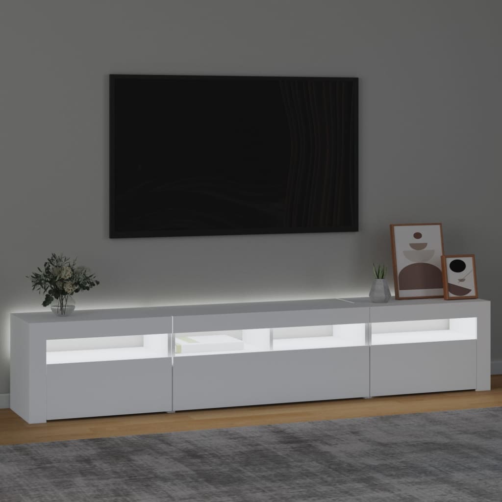 vidaXL TV ormarić s LED svjetlima bijeli 210x35x40 cm