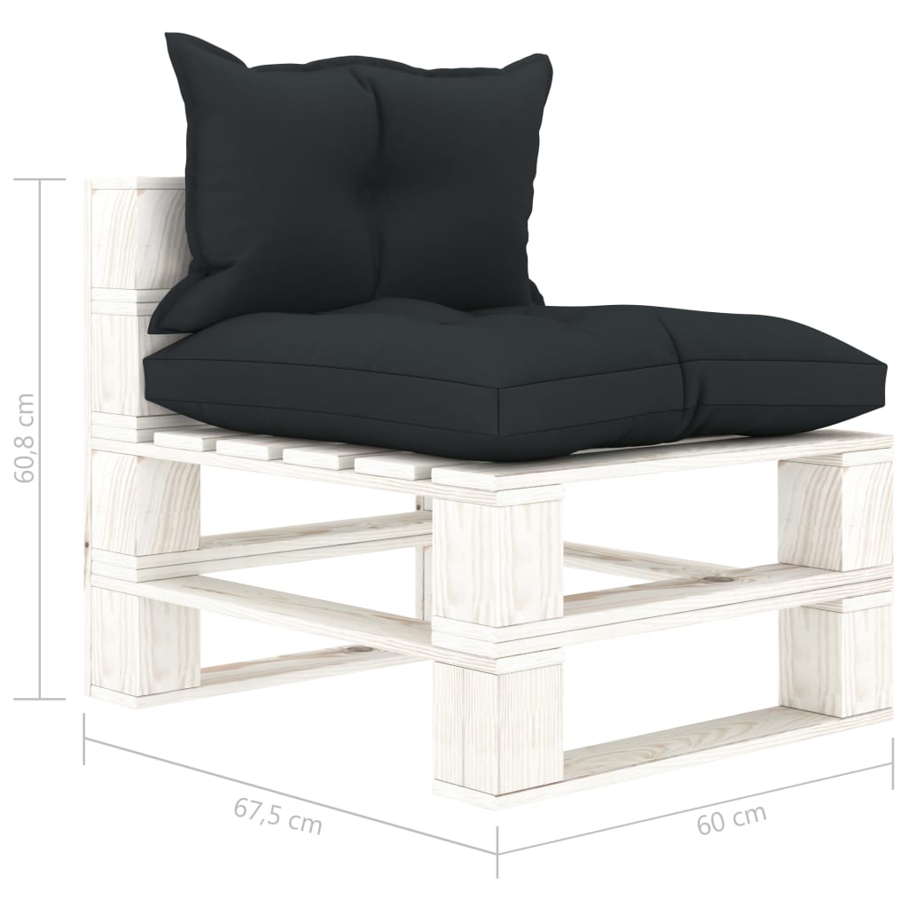 vidaXL Srednja vrtna sofa od paleta s antracit jastucima drvena