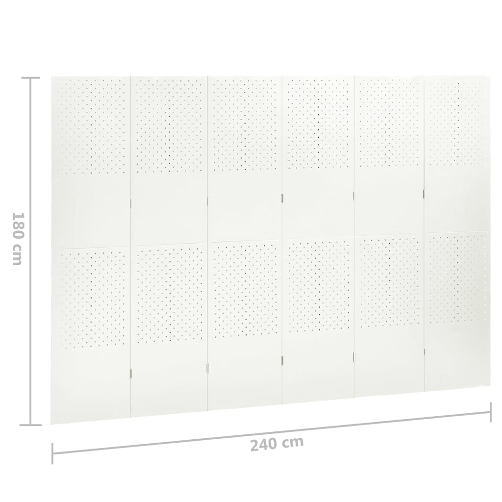 vidaXL Sobna pregrada sa 6 panela bijela 240 x 180 cm čelična