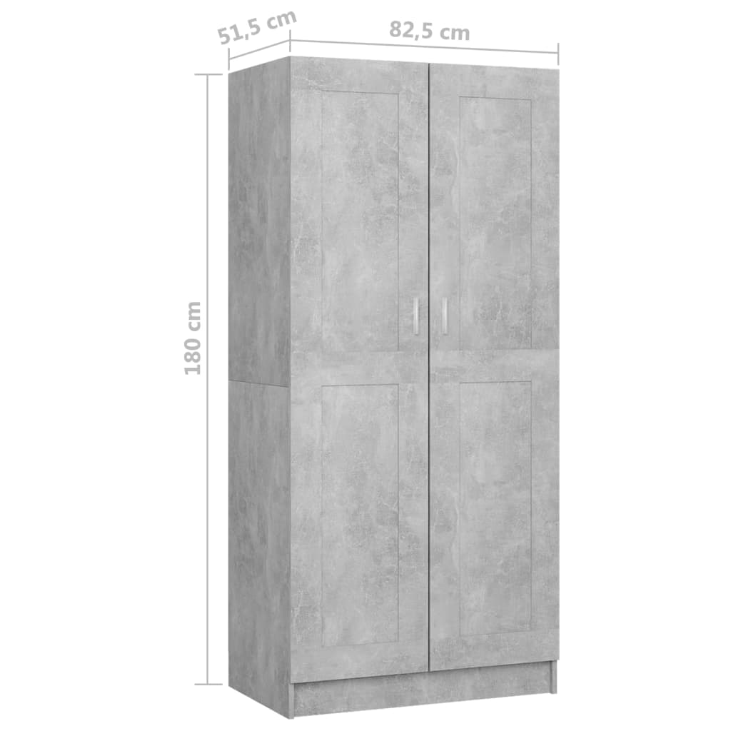 vidaXL Ormar siva boja betona 82,5 x 51,5 x 180 cm konstruirano drvo