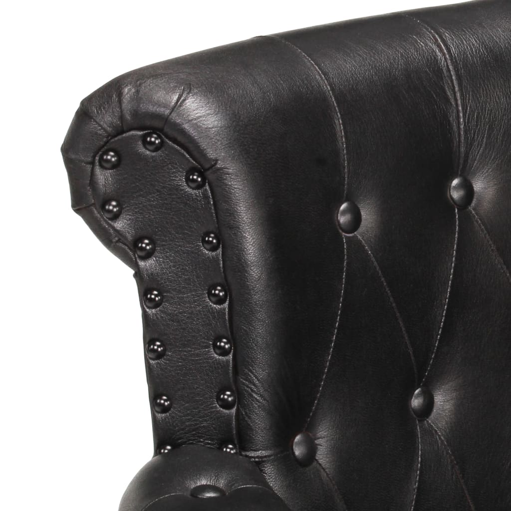 vidaXL Fotelja od prave kozje kože crna