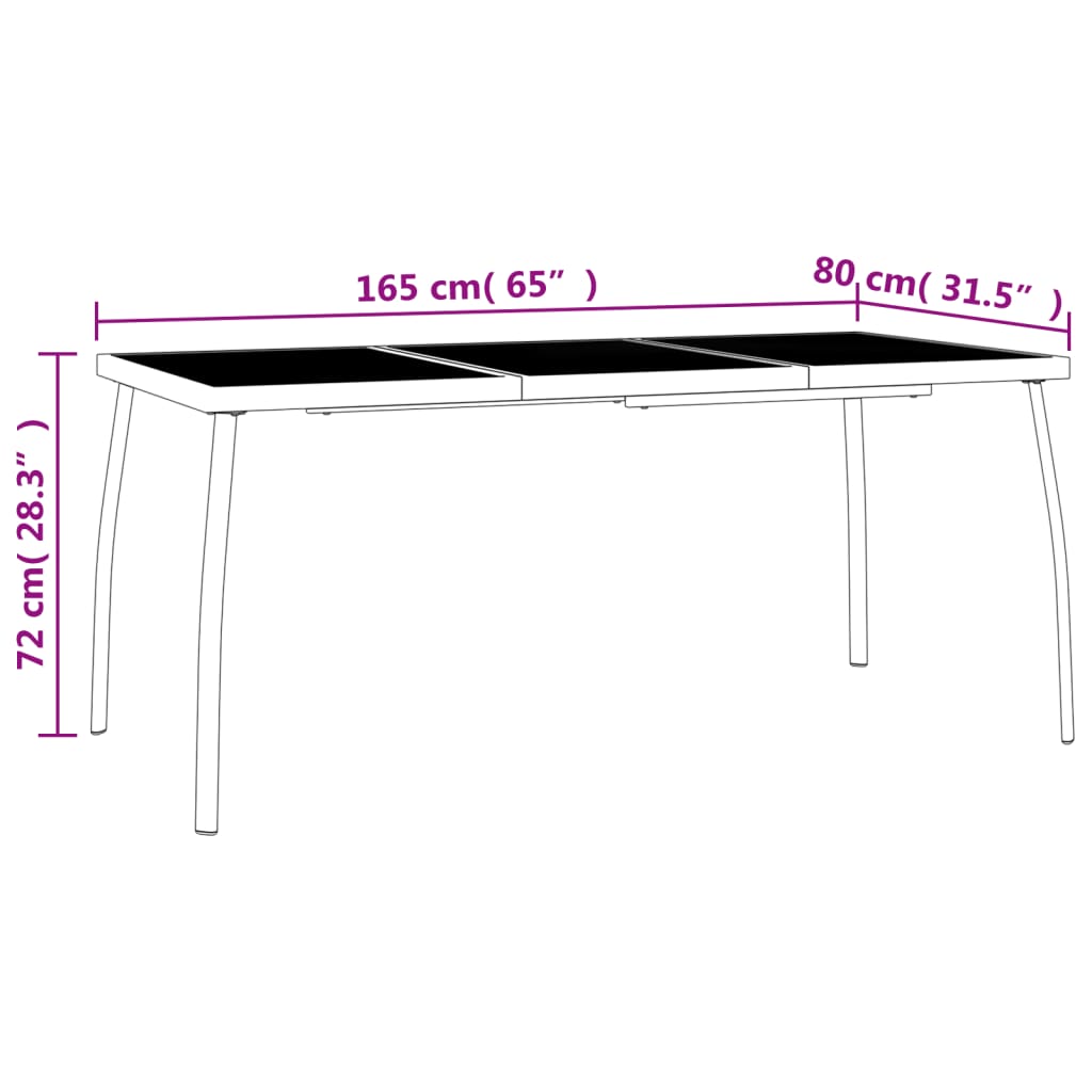 vidaXL Vrtni stol antracit 165 x 80 x 72 cm od čelične mreže