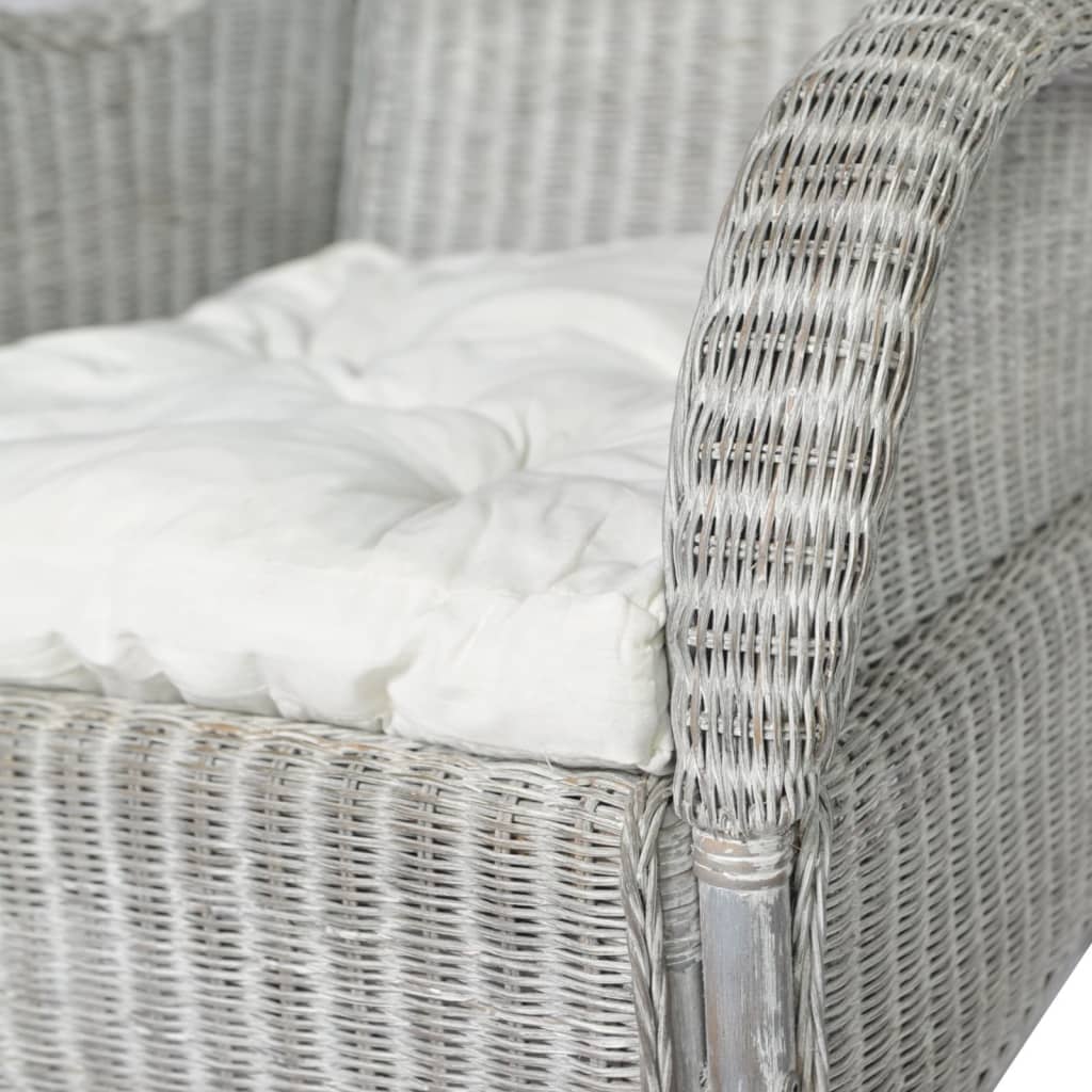 vidaXL Sofa s jastukom siva od prirodnog ratana i platna