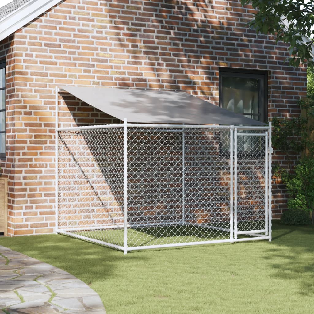vidaXL Kavez za pse s krovom i vratima sivi 2x2x2 m pocinčani čelik