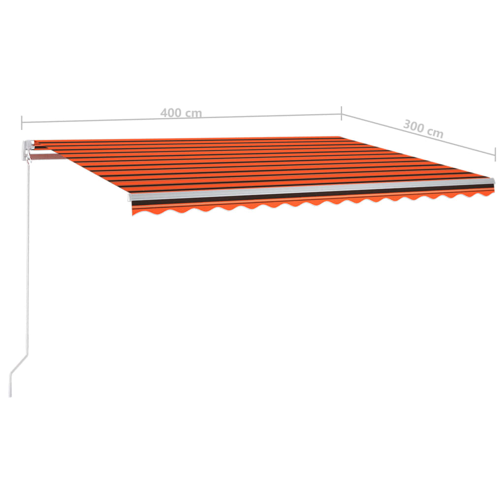 vidaXL Automatska tenda sa stupovima 4 x 3 m narančasto-smeđa