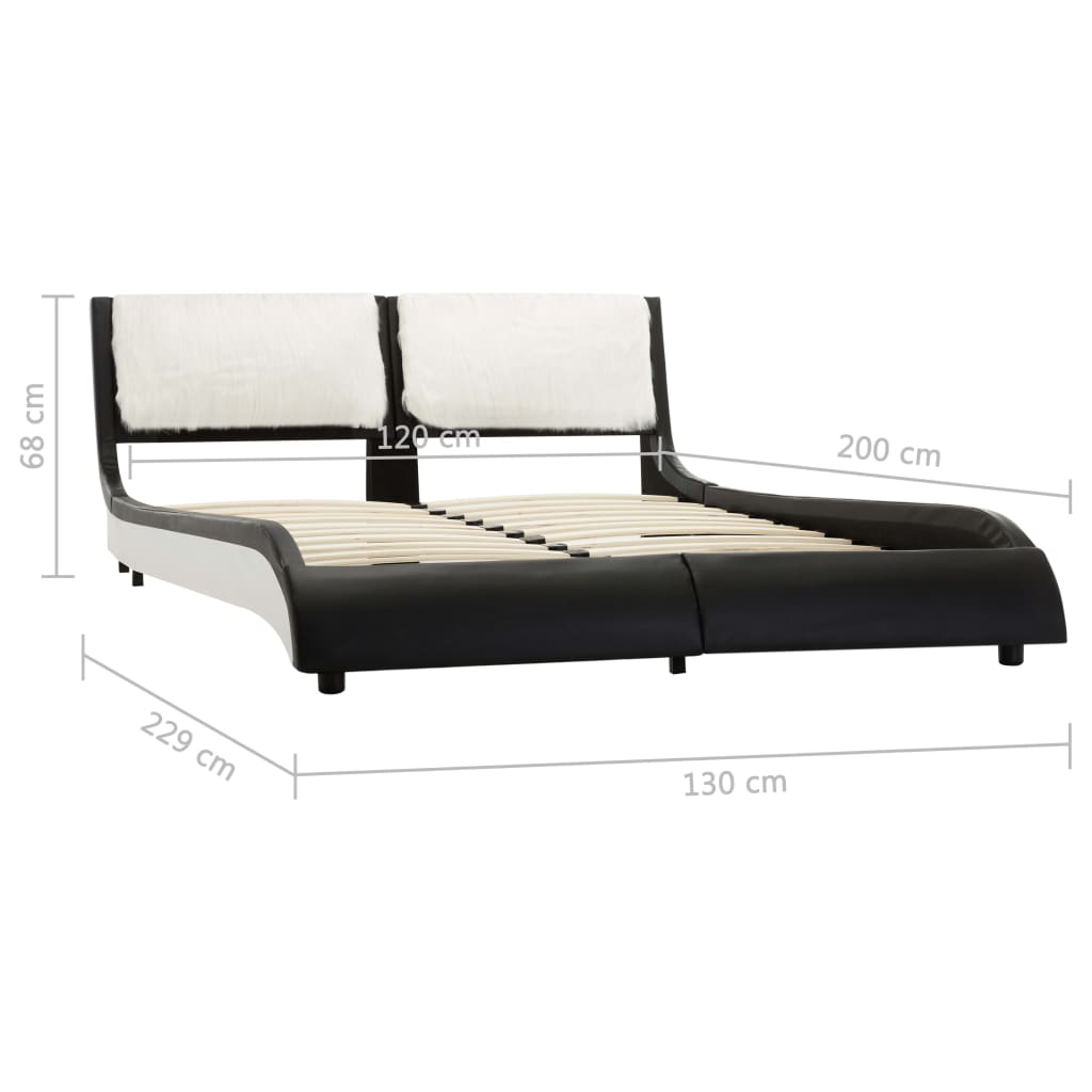 vidaXL Okvir za krevet od umjetne kože LED crno-bijeli 120 x 200 cm